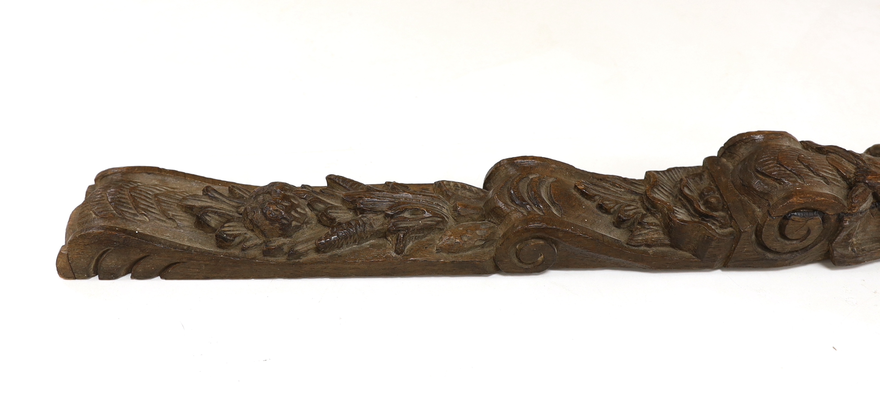 An 18th century carved oak appliqué, 70cm